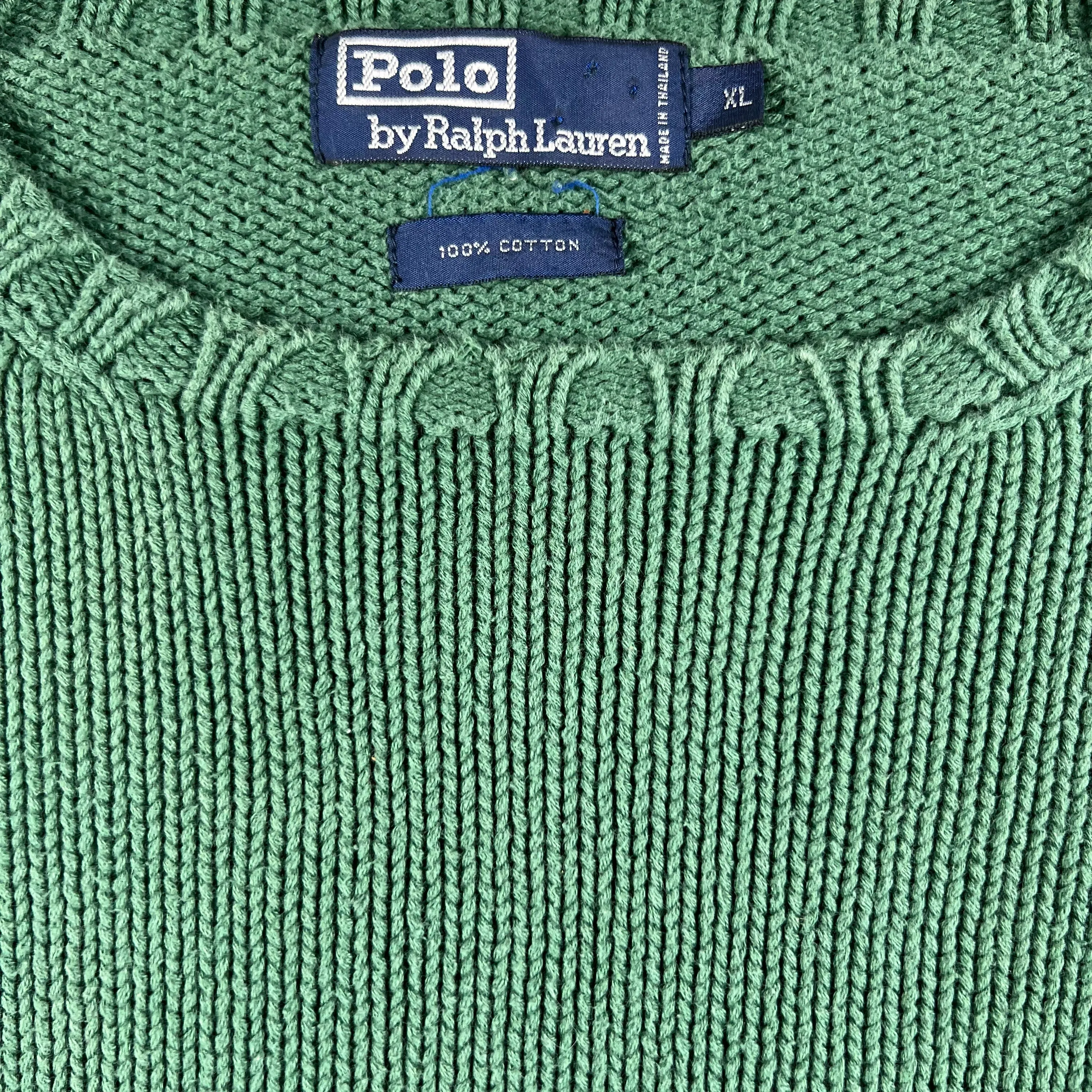 90s Polo RL Green Cotton Knit Sweater- XL