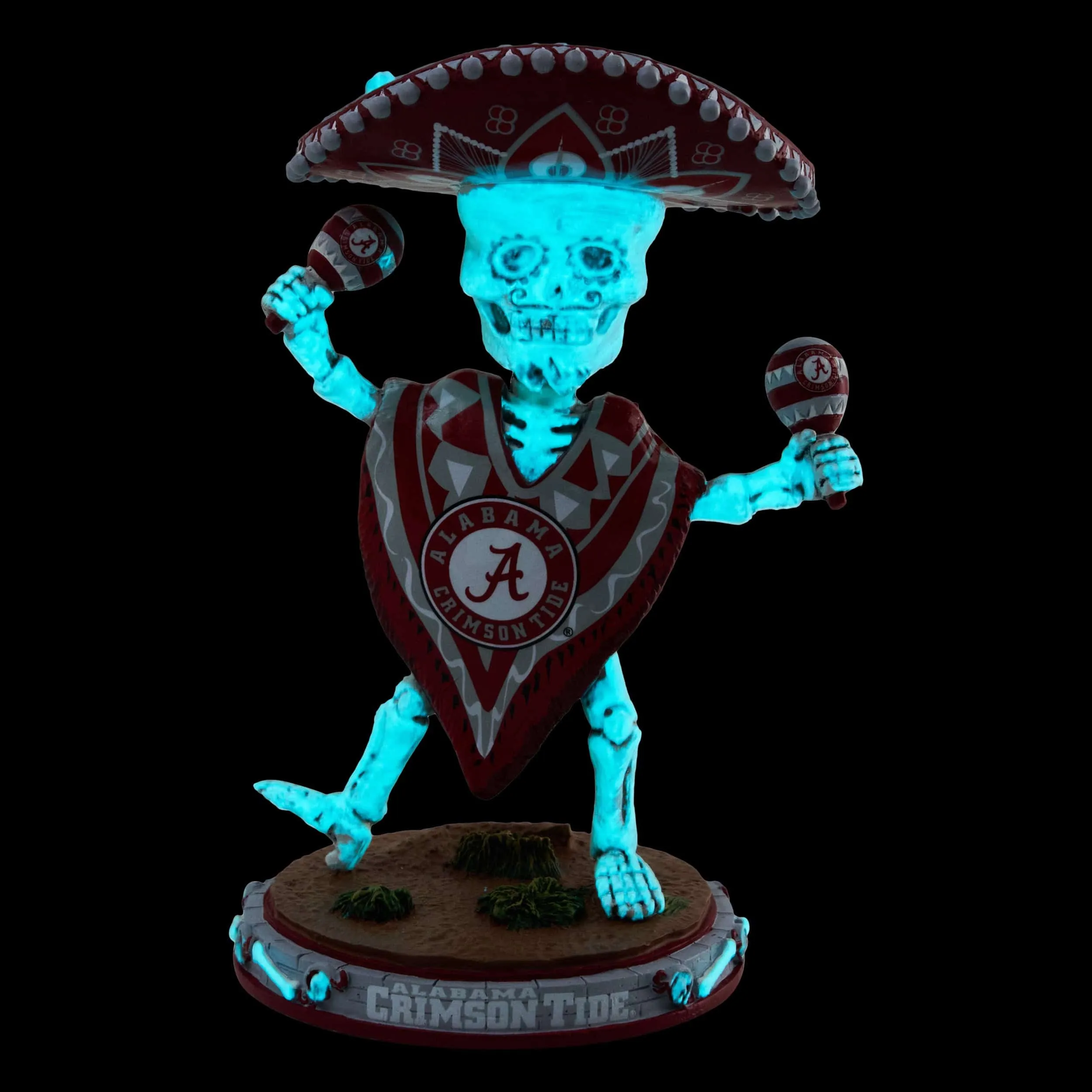 Alabama Crimson Tide Calavera Glow in the Dark Bobblehead