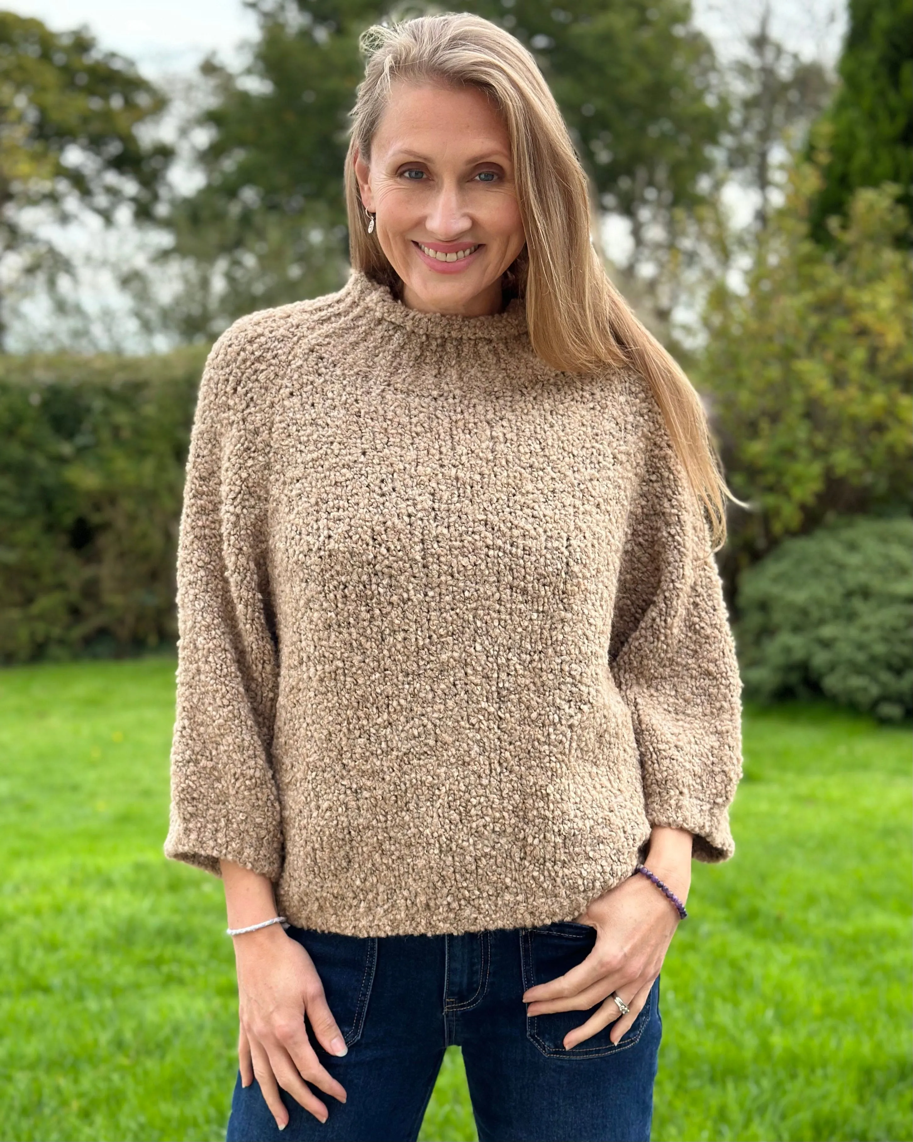 Alpaca Mix Boucle Turtle Neck Jumper - Camel