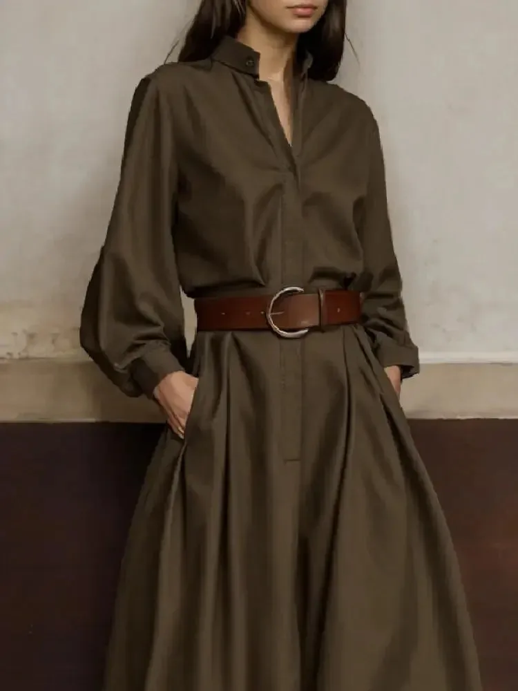Amozae-Gymystars Women's Solid Color Loose Jumpsuit Fashion Half Open Collar Long Sleeves High Waisted Wide Leg Pants One-piece Suits