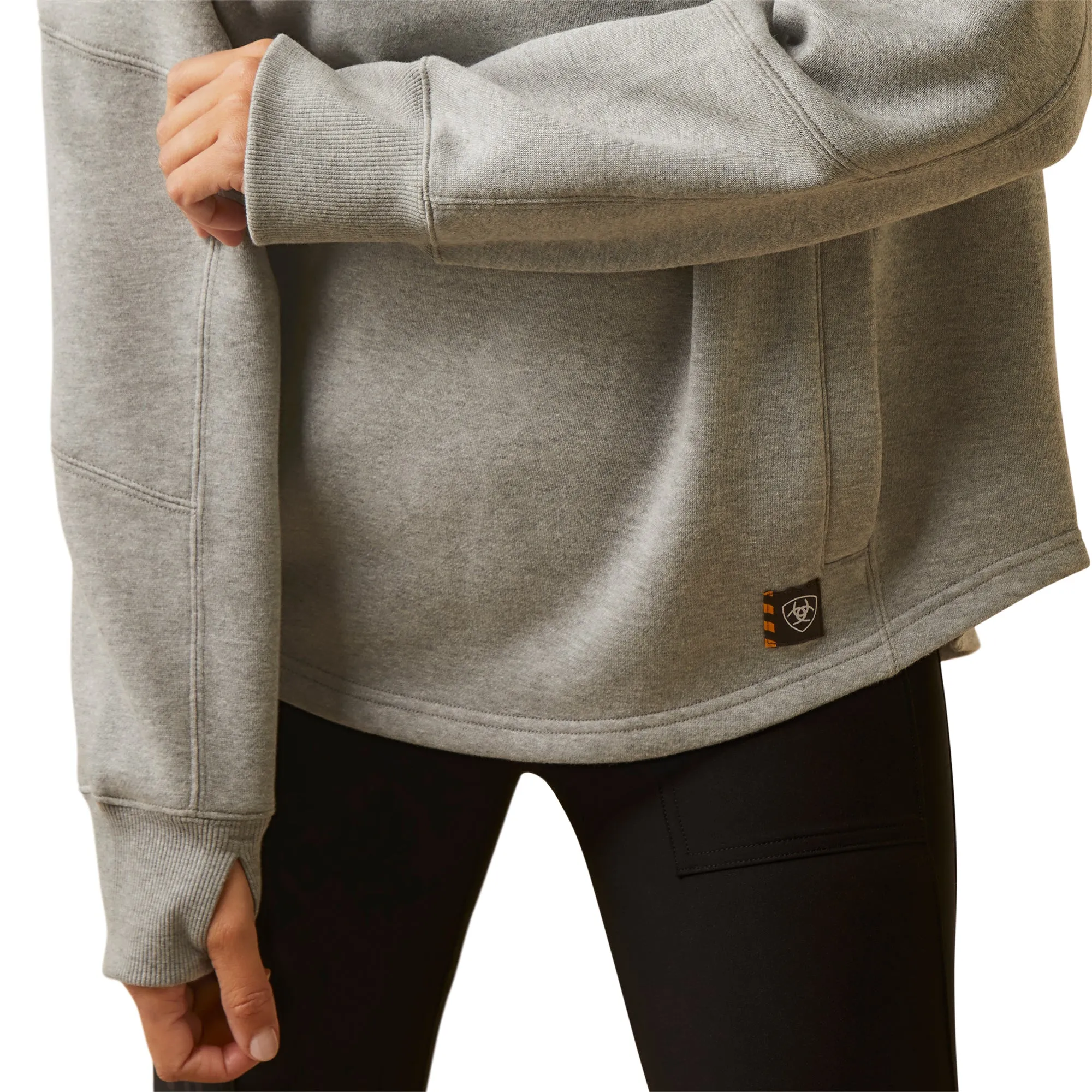 Ariat Ladies Rebar Workman Oversized Funnel Heather Grey Pullover 10046379