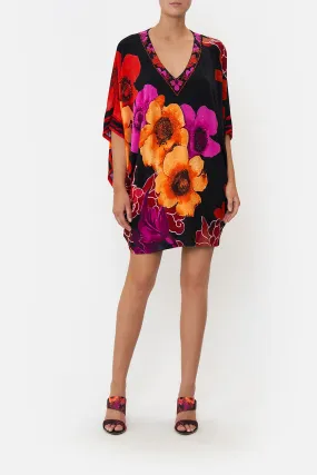 BAT SLEEVE DRESS MIDNIGHT POPPY