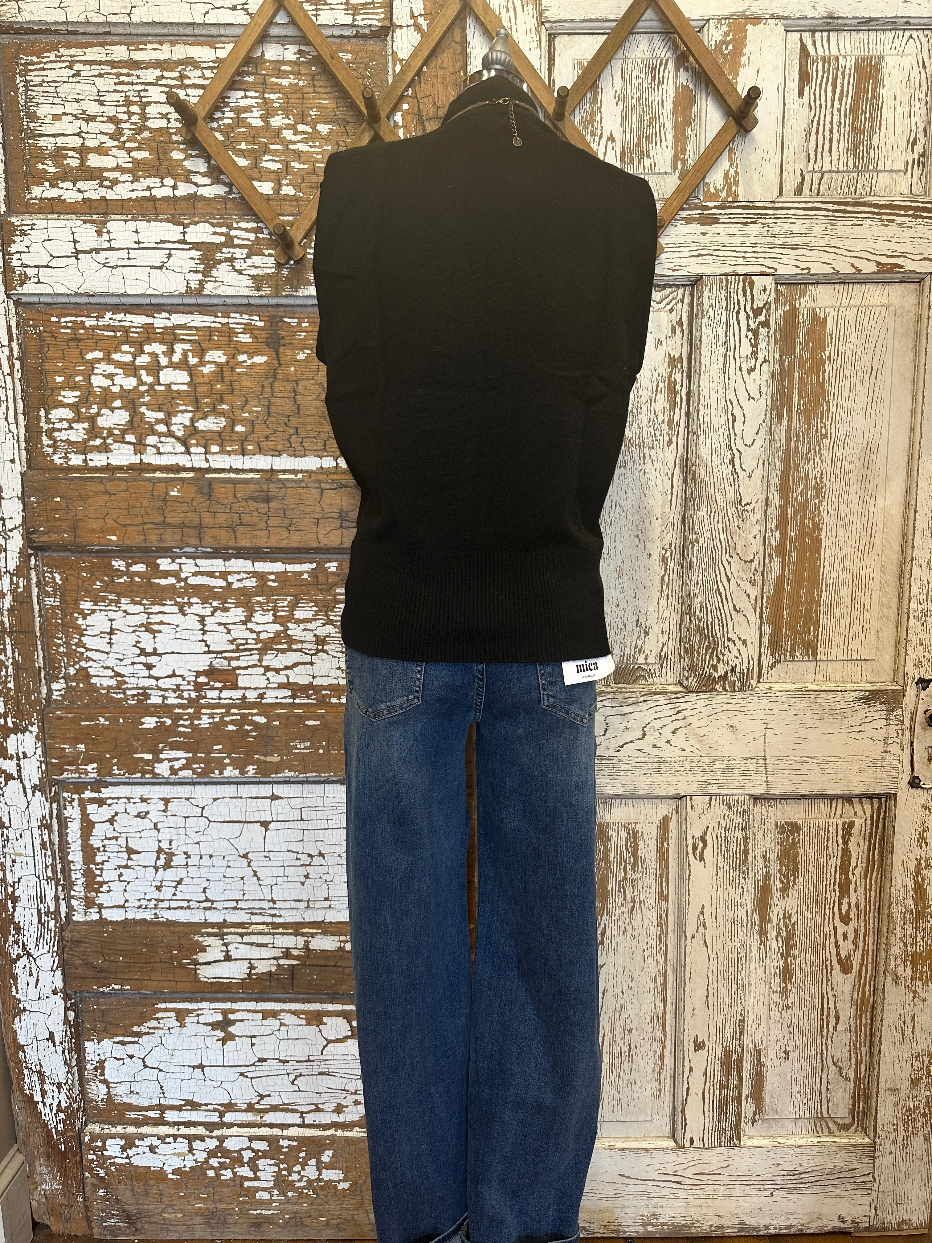 Black Mock Neck Sweater Vest