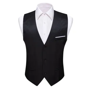 Black Solid Men's V-Neck Business Vest