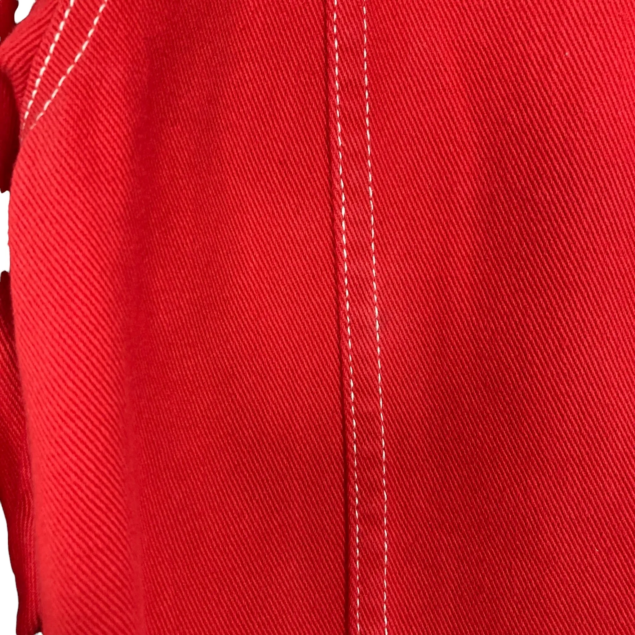 By the Way Red Denim Cropped Jacket with Raw Hem- Size S (sold out online, see notes)