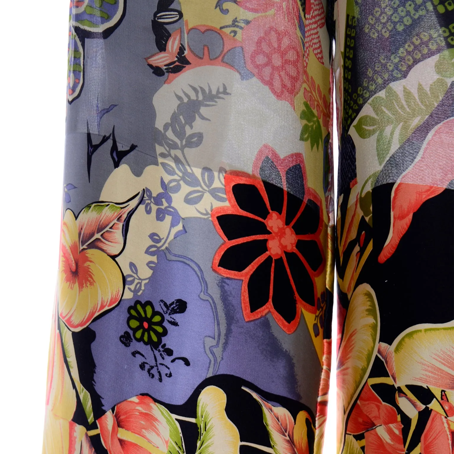 Christian Lacroix Vintage Tropical Floral High Waist Wide Leg Pants