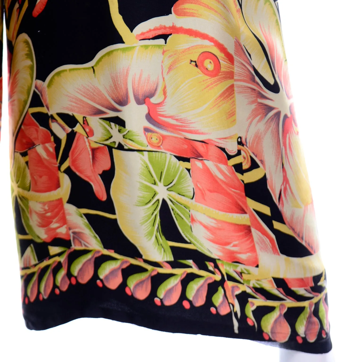 Christian Lacroix Vintage Tropical Floral High Waist Wide Leg Pants