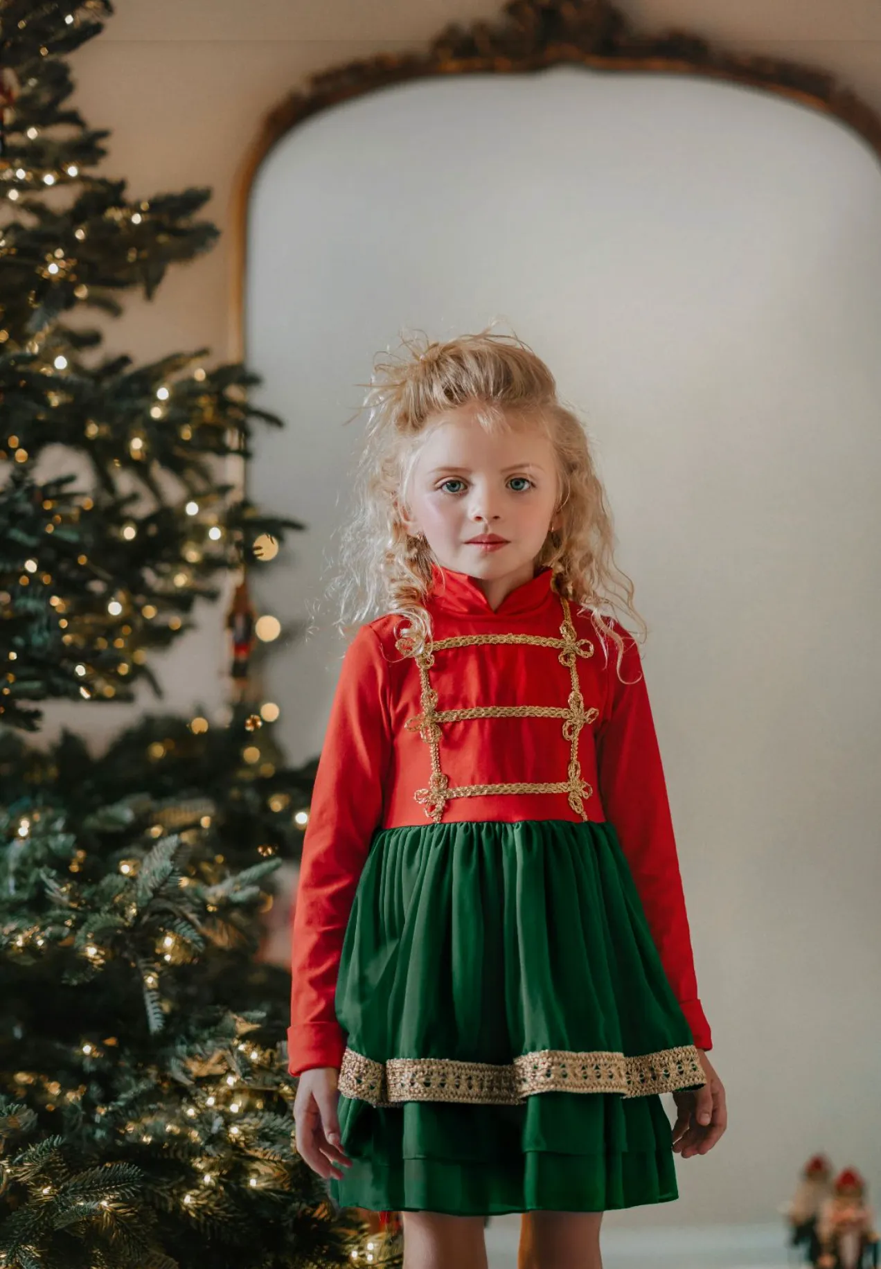 Crimson and Evergreen Toy Soldier Twirl Dress