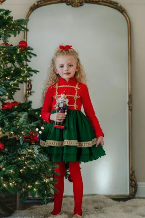 Crimson and Evergreen Toy Soldier Twirl Dress
