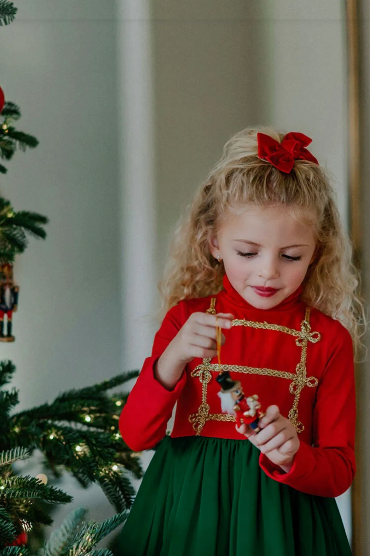 Crimson and Evergreen Toy Soldier Twirl Dress