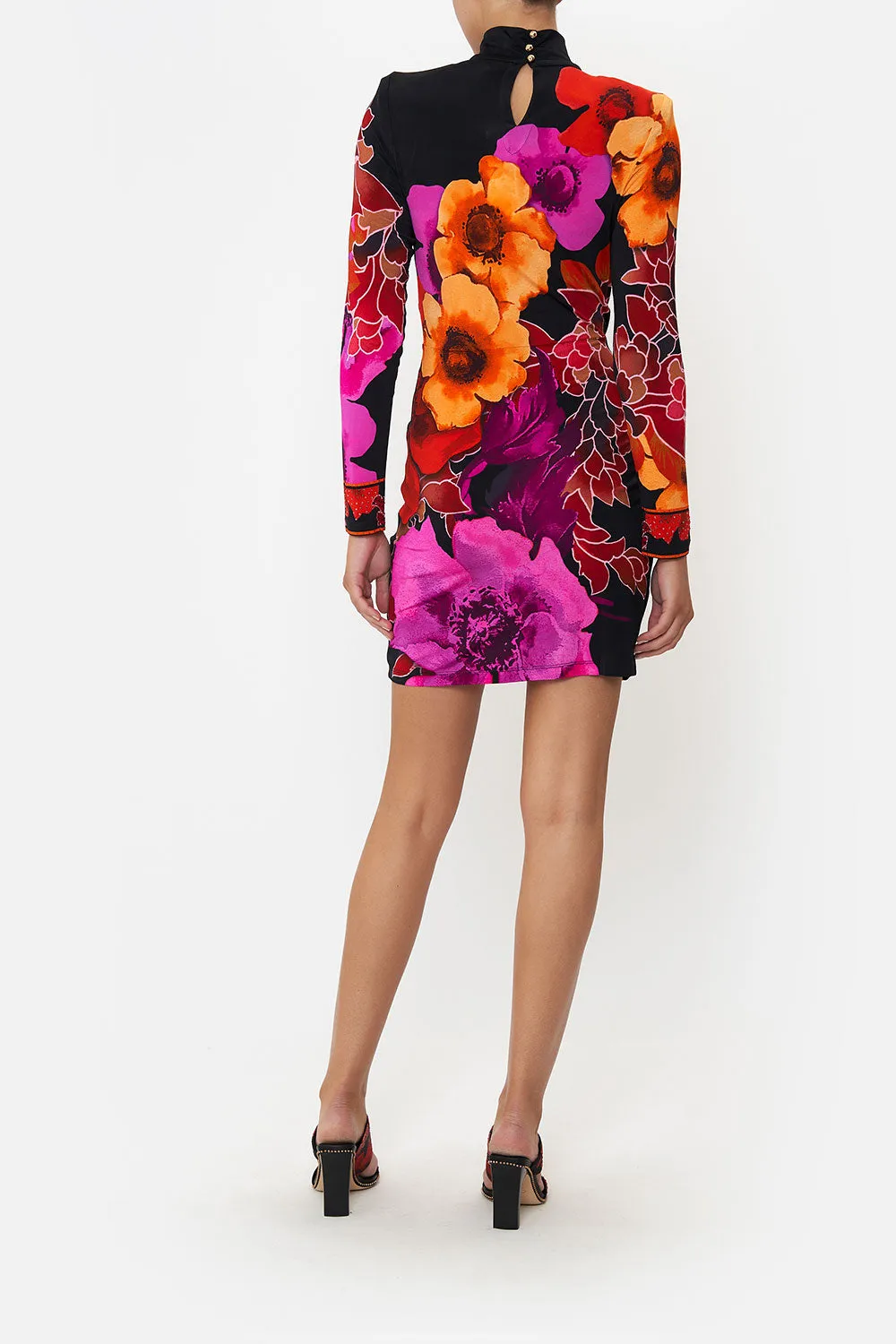 CROSS FRONT MINI DRESS MIDNIGHT POPPY