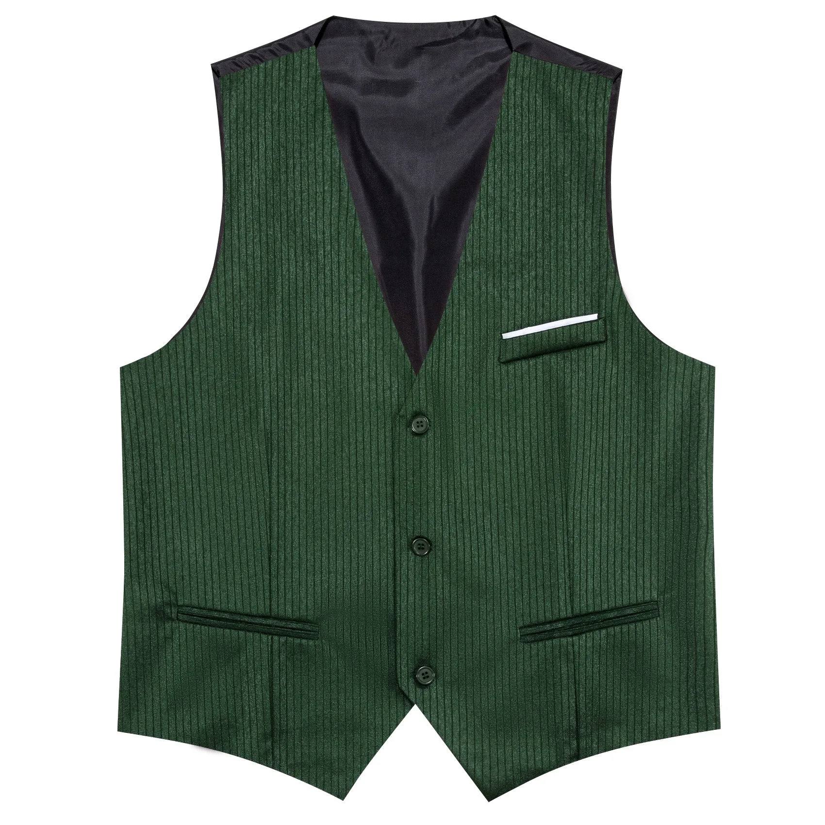 Dark Green Solid Men's V-Neck Business Vest