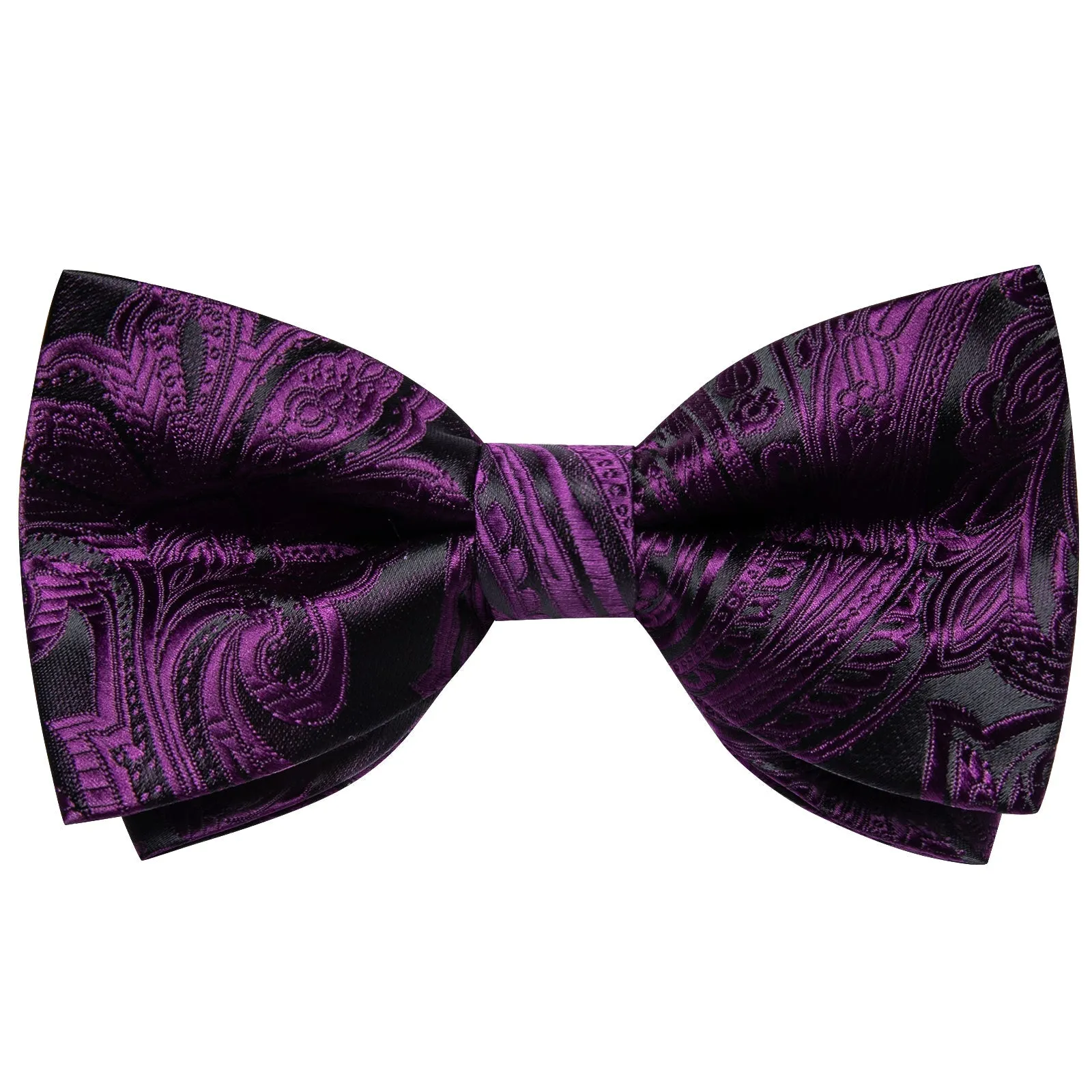 Dark Purple Paisley Jacquard Silk Men Vest Necktie Bow Tie Handkerchief Cufflinks Set
