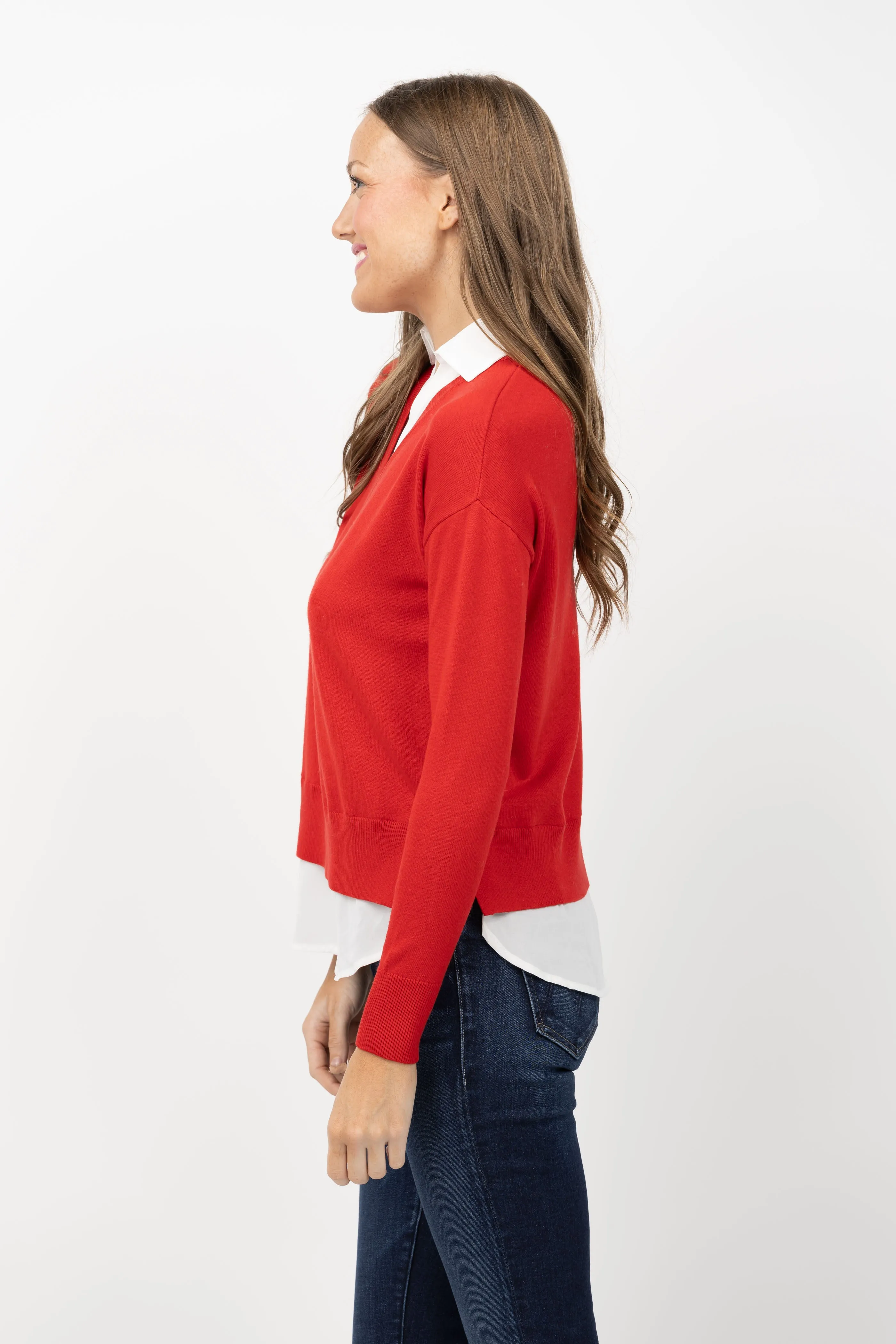 Elliott Lauren Double Layer Sweater in Red
