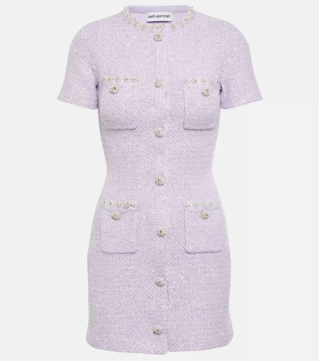 Embellished Knit Mini Dress