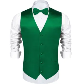 Emerald Green Solid Silk Men's Vest Single Vest