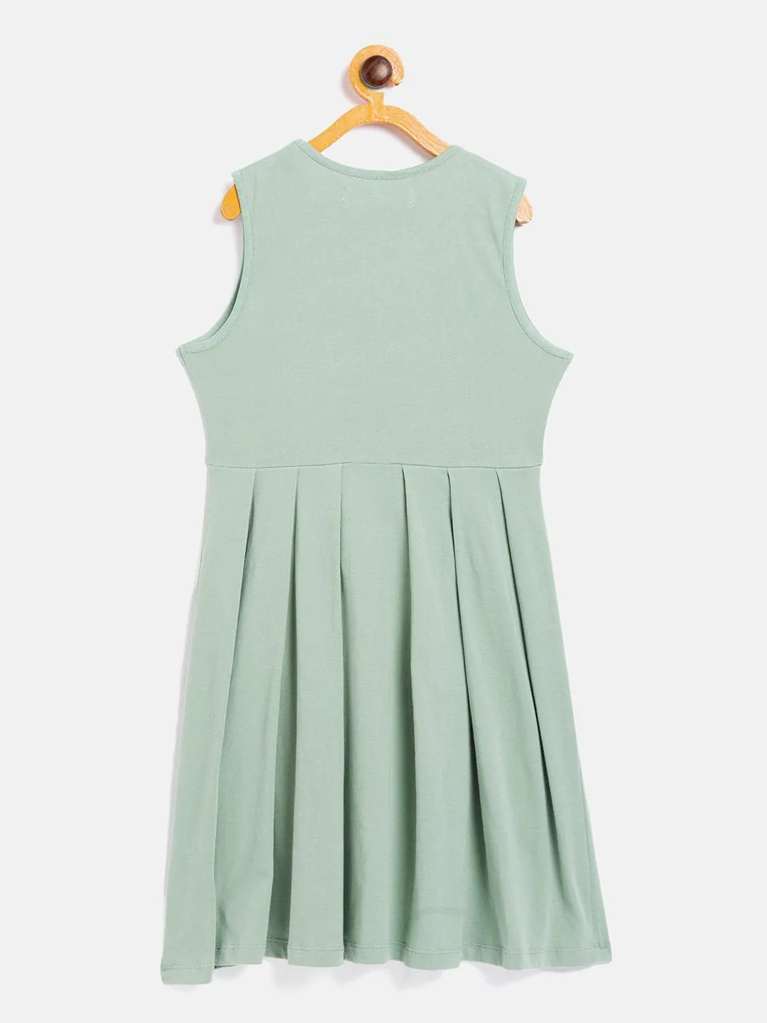 Girls Olive Princess Print Gather Dress