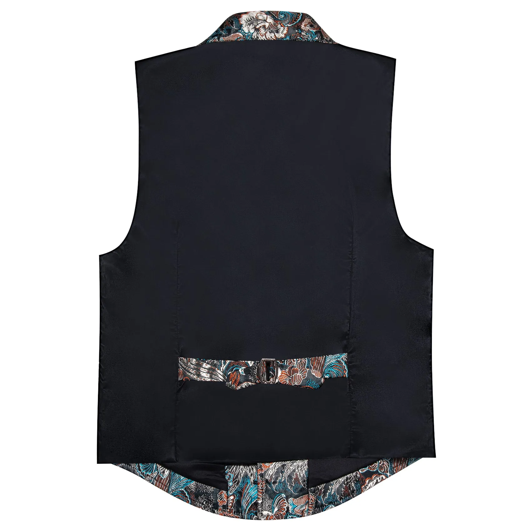Grey Blue Novelty Jacquard Men's Collar Victorian Suit Vest
