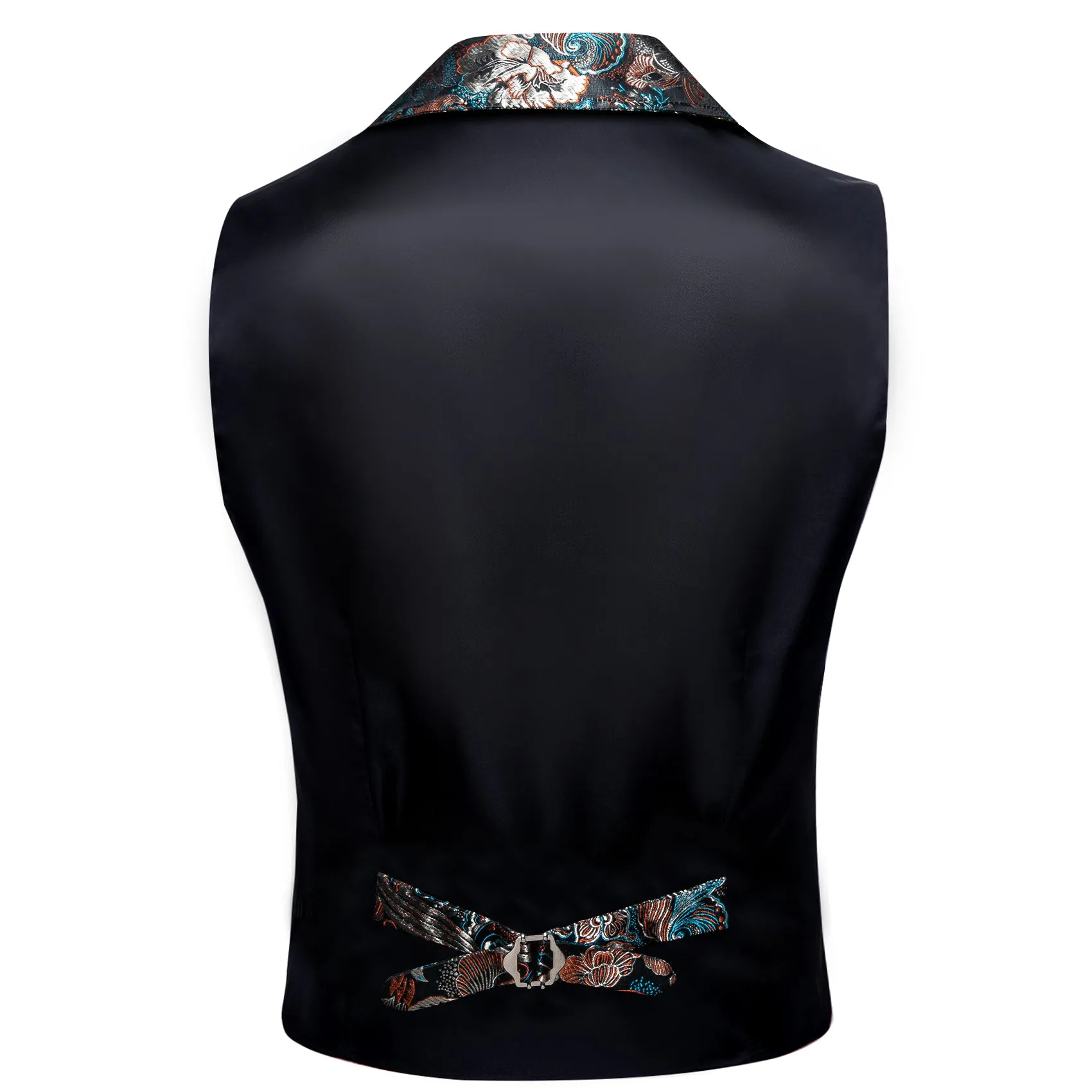 Grey Blue Novelty Jacquard Men's Collar Victorian Suit Vest