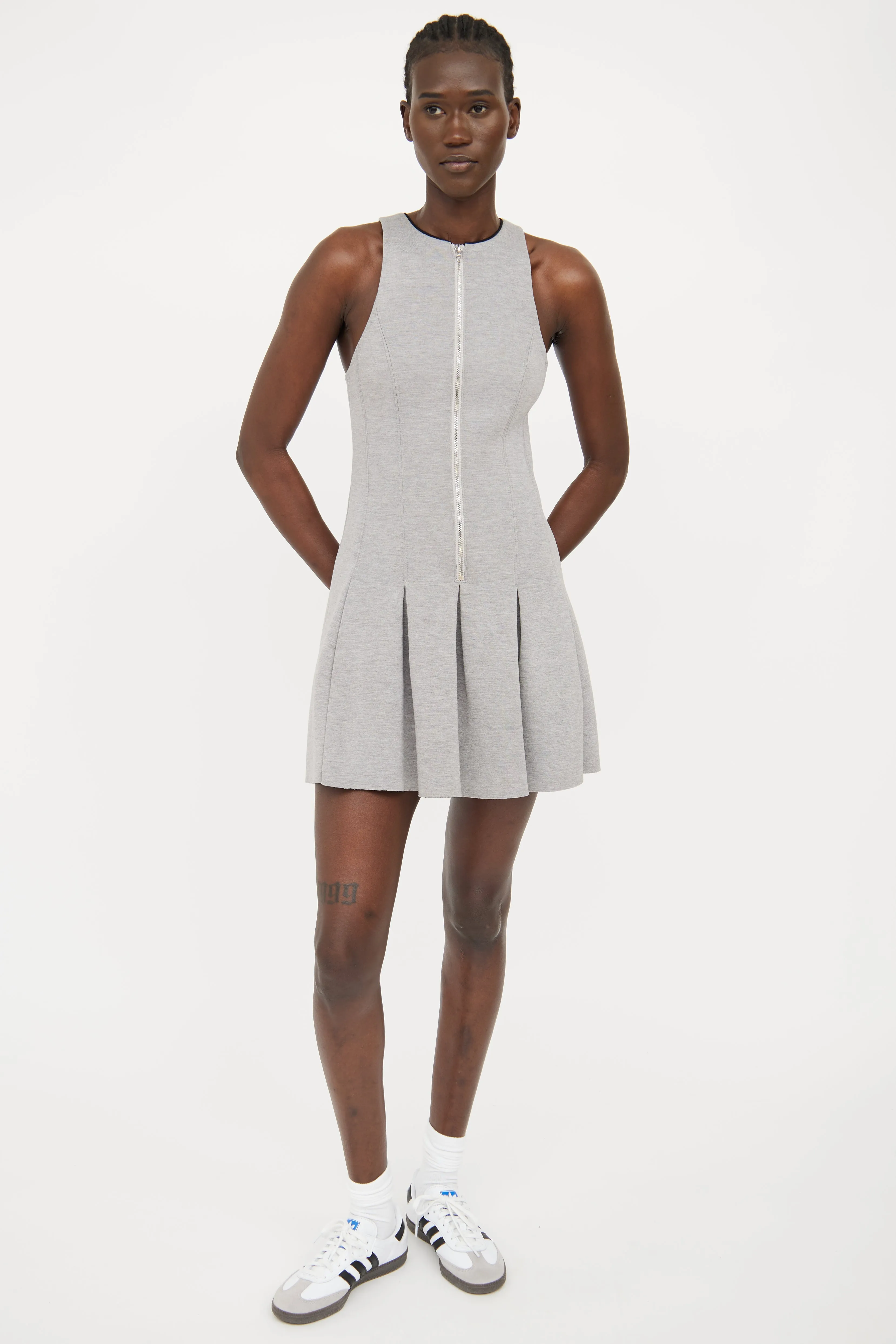 Grey Neoprene Sleeveless Dress
