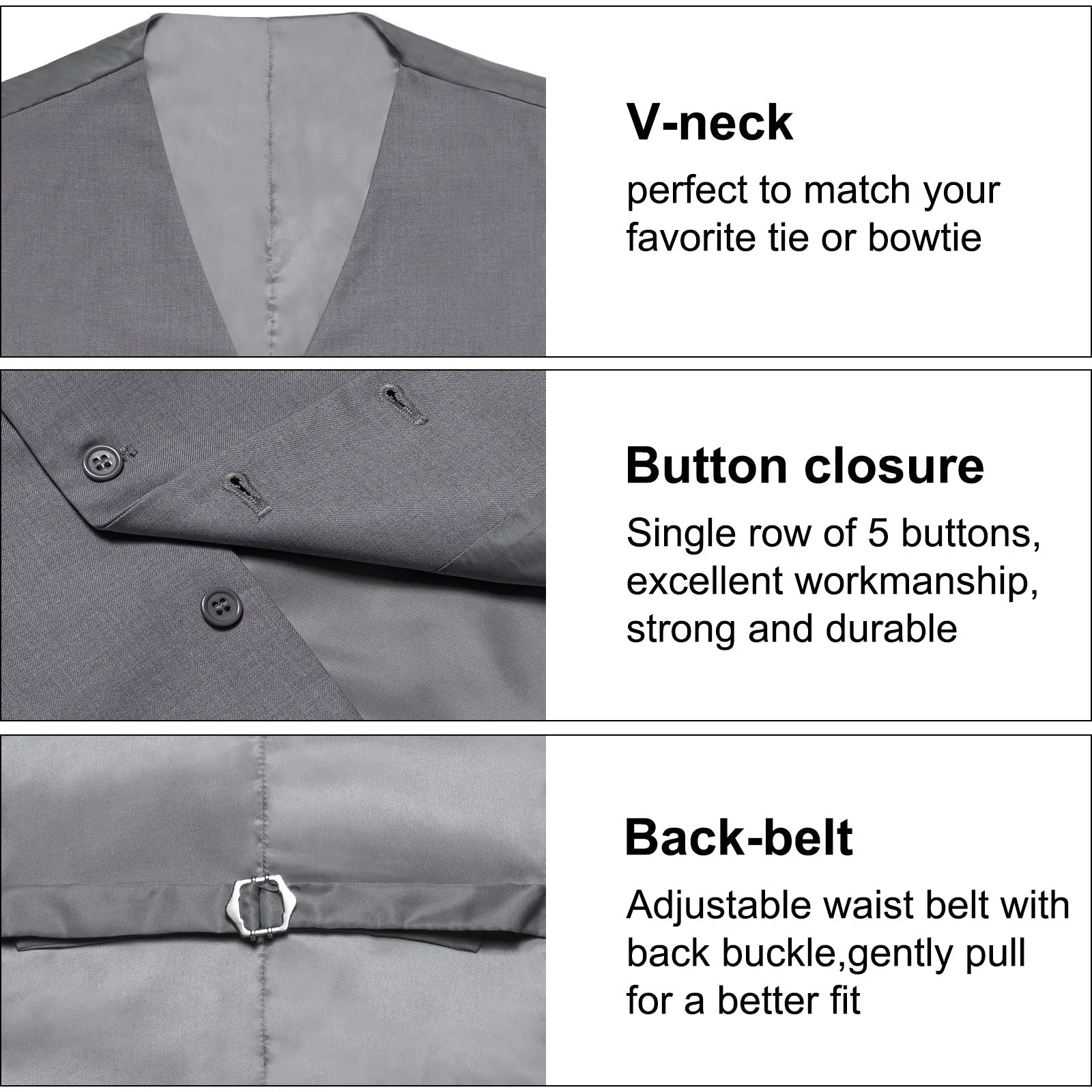 Grey Solid Silk Men's Classic Vest
