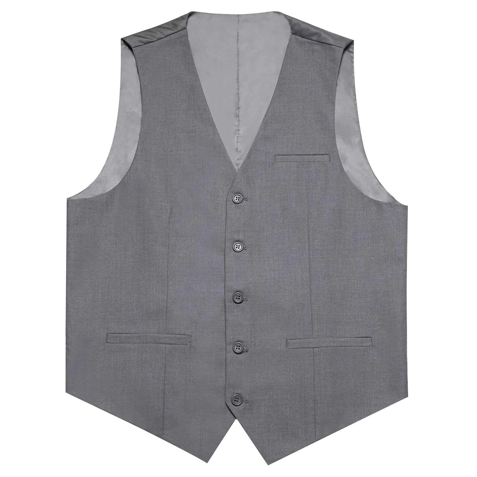 Grey Solid Silk Men's Classic Vest