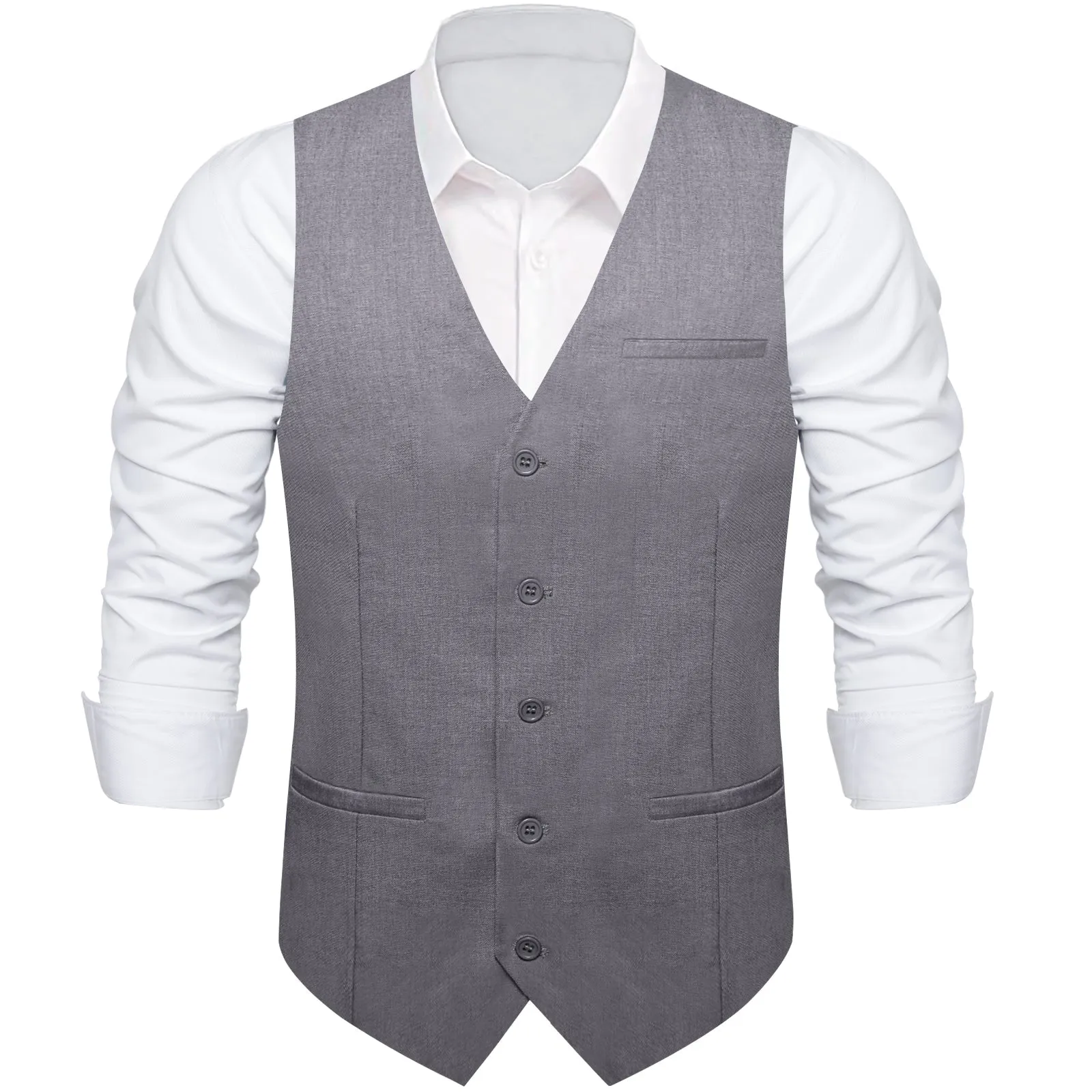 Grey Solid Silk Men's Classic Vest