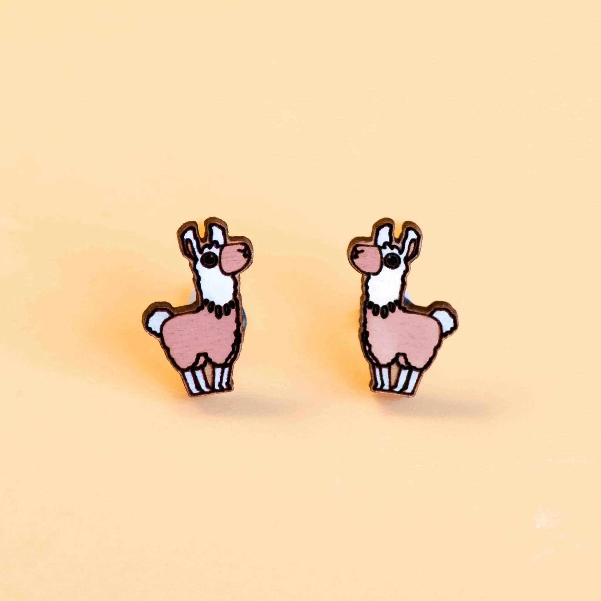 Hand-painted Llama Alpaca Stud Earrings - PEL10168
