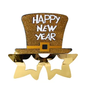Happy New Year Top Hat Star Glasses - Gold or Silver