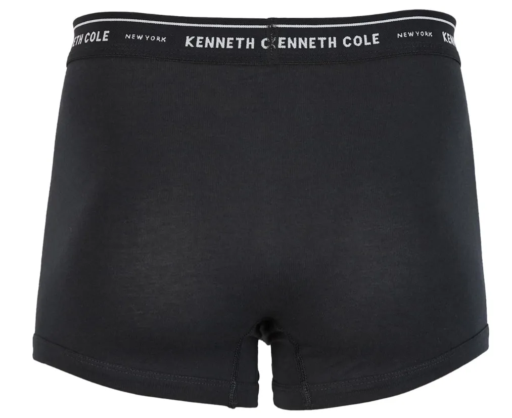 KENNETH COLE Men's Cotton Stretch Trunk Underwear 3 Pack - Black