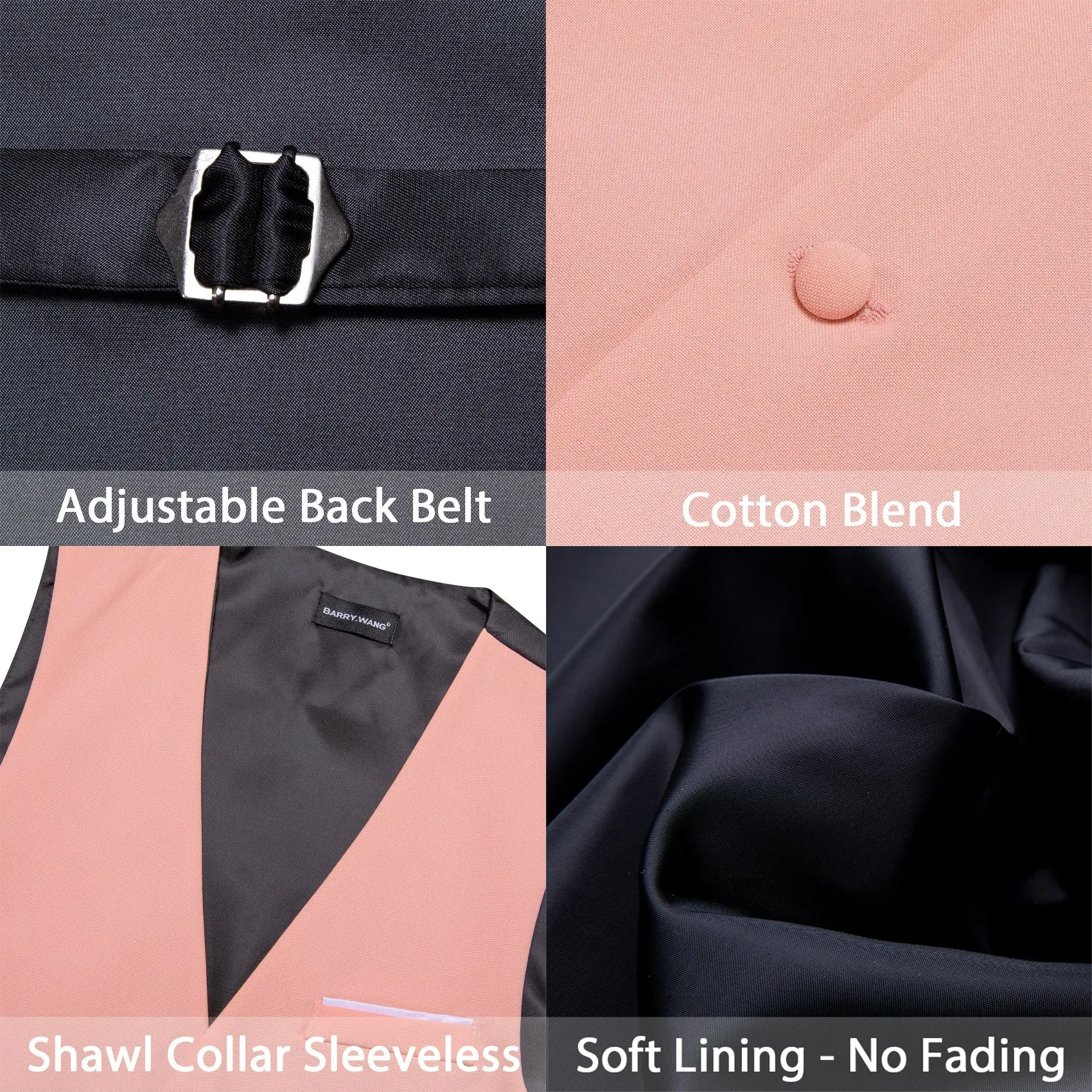 LightCoral Solid Silk Men's Vest Bow Tie Set Waistcoat Suit Set