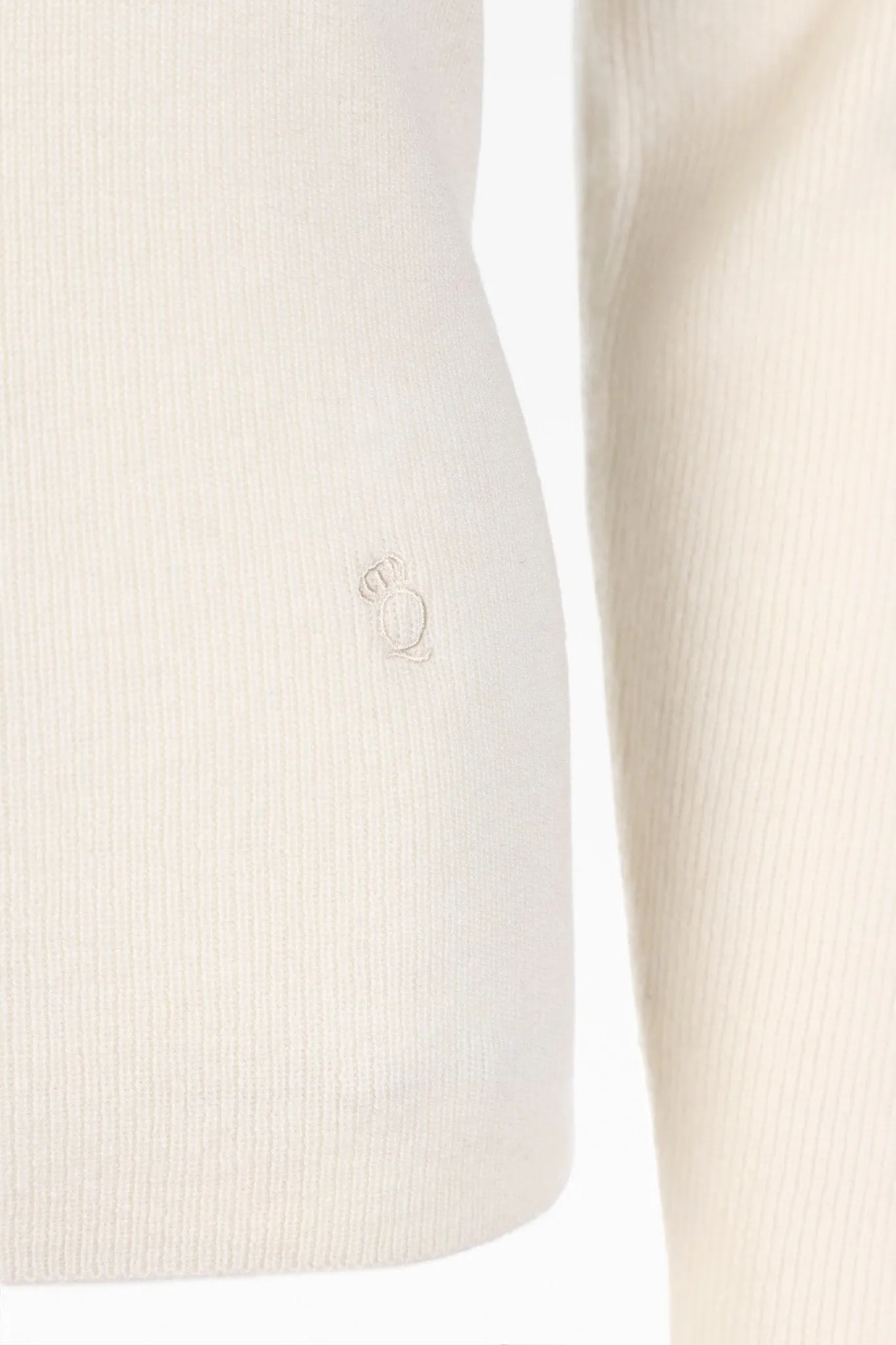 Luna Ladies Cashmere Roll Polo in Cloud White