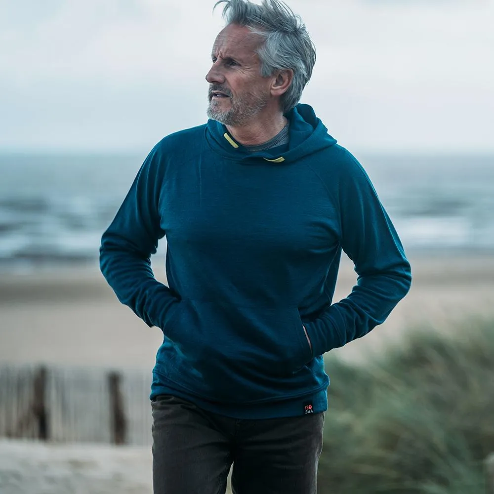 Mens Merino 260 Lounge Hoodie (Petrol/Lime)