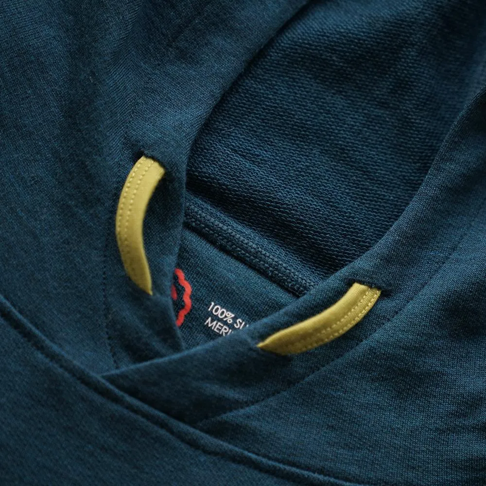 Mens Merino 260 Lounge Hoodie (Petrol/Lime)