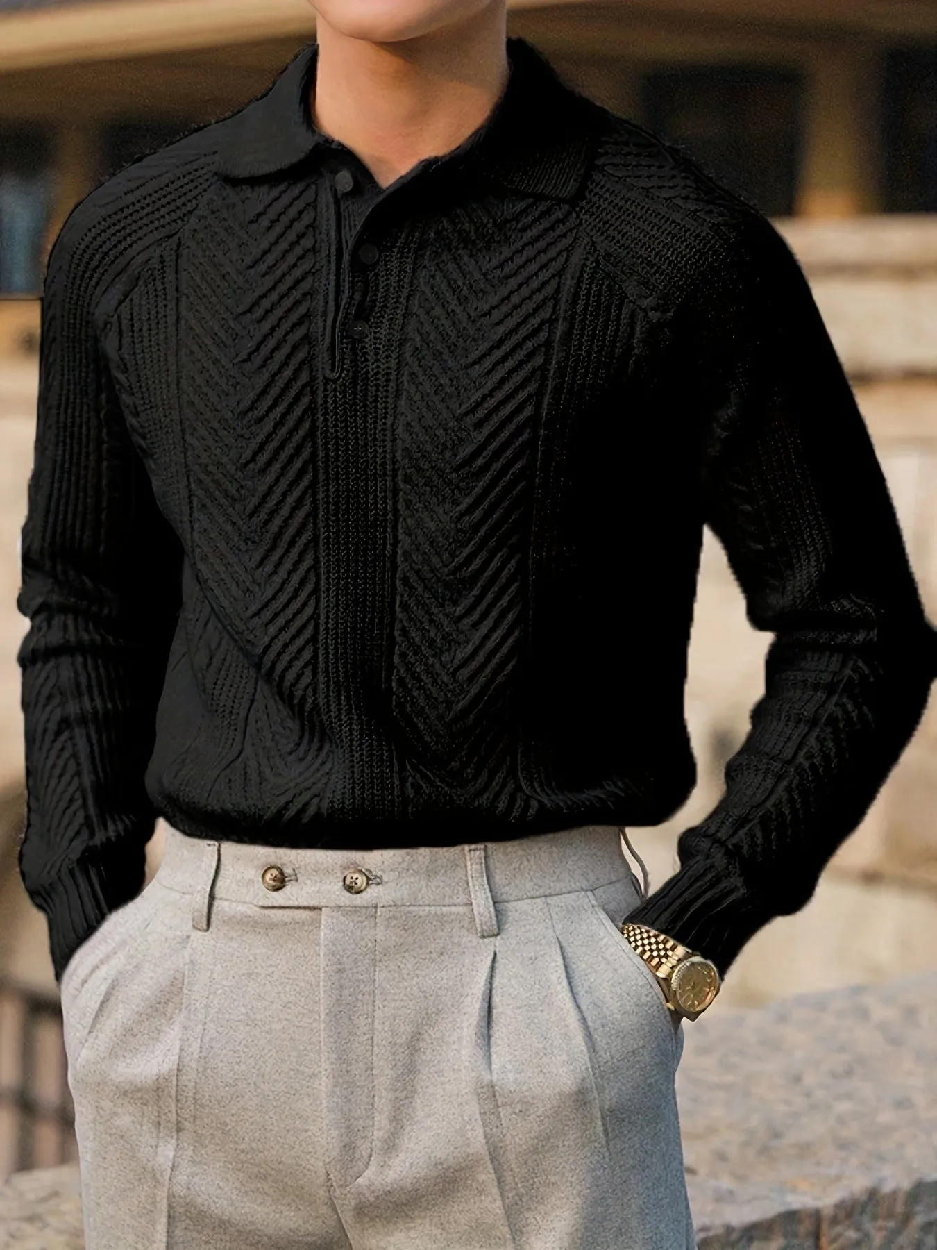 Noble Wear Cambridge Textured Knitted Polo