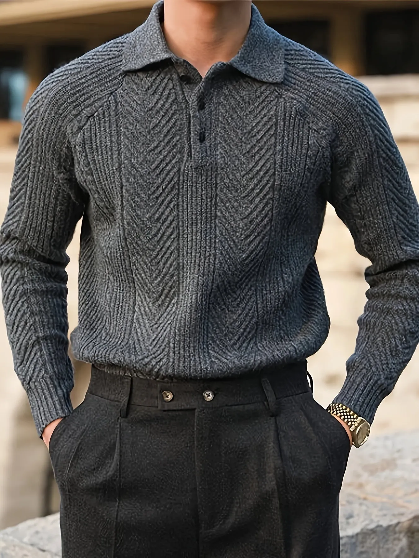 Noble Wear Cambridge Textured Knitted Polo