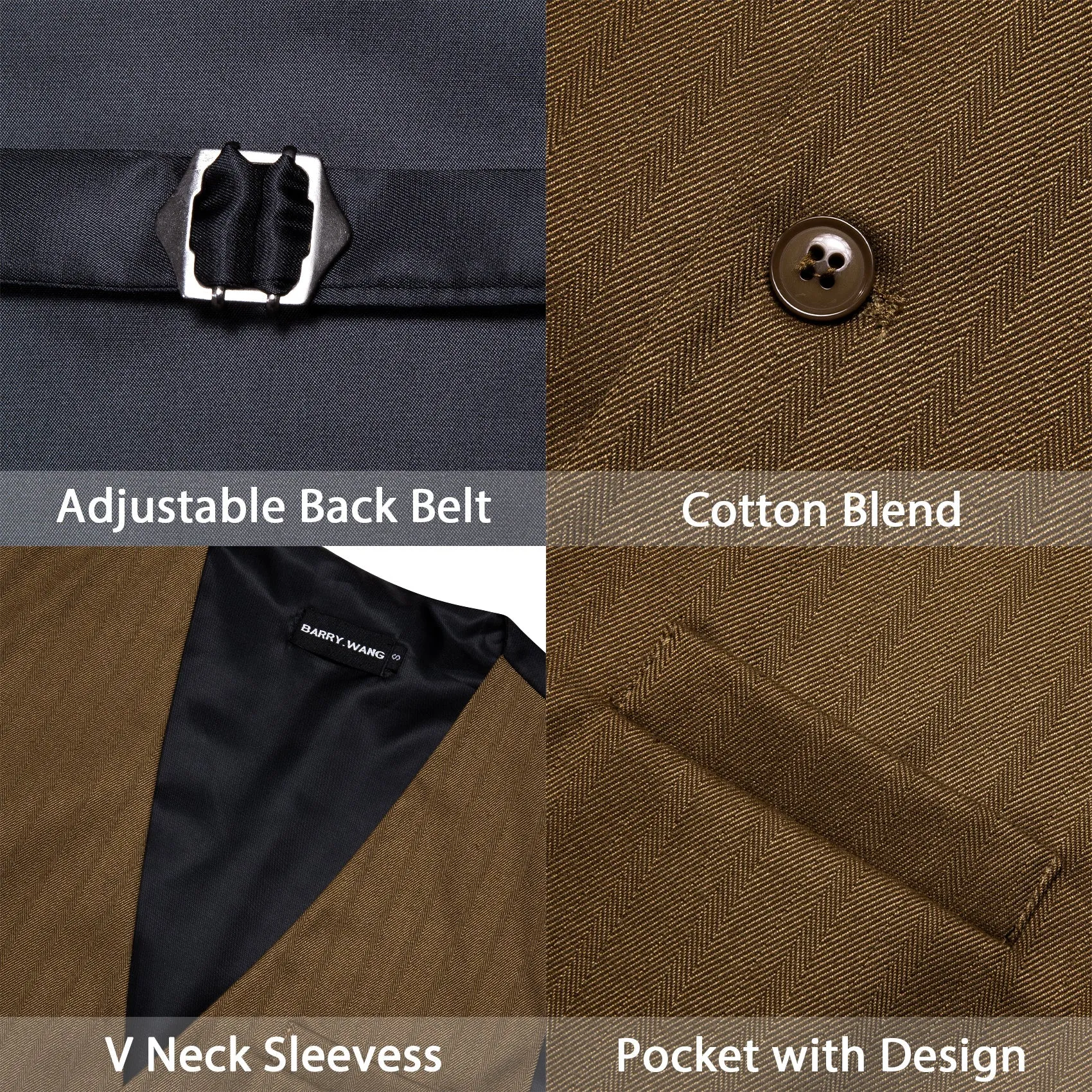 Olive Brown Solid Jacquard Men's Single Vest