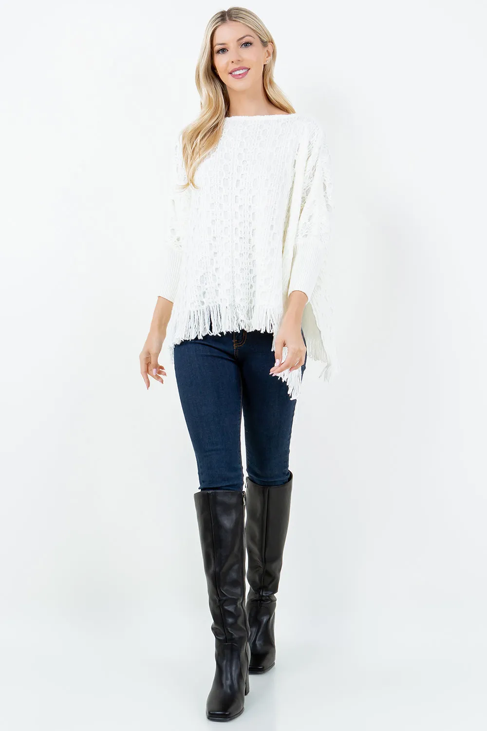 PA-4312 Solid Color Poncho with Sleeves