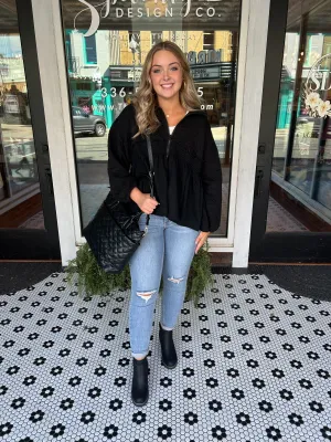 Paige Quilted Ruffle Jacket - Black