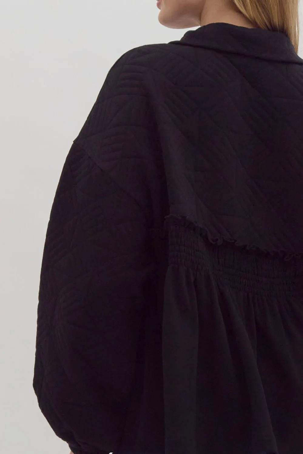 Paige Quilted Ruffle Jacket - Black