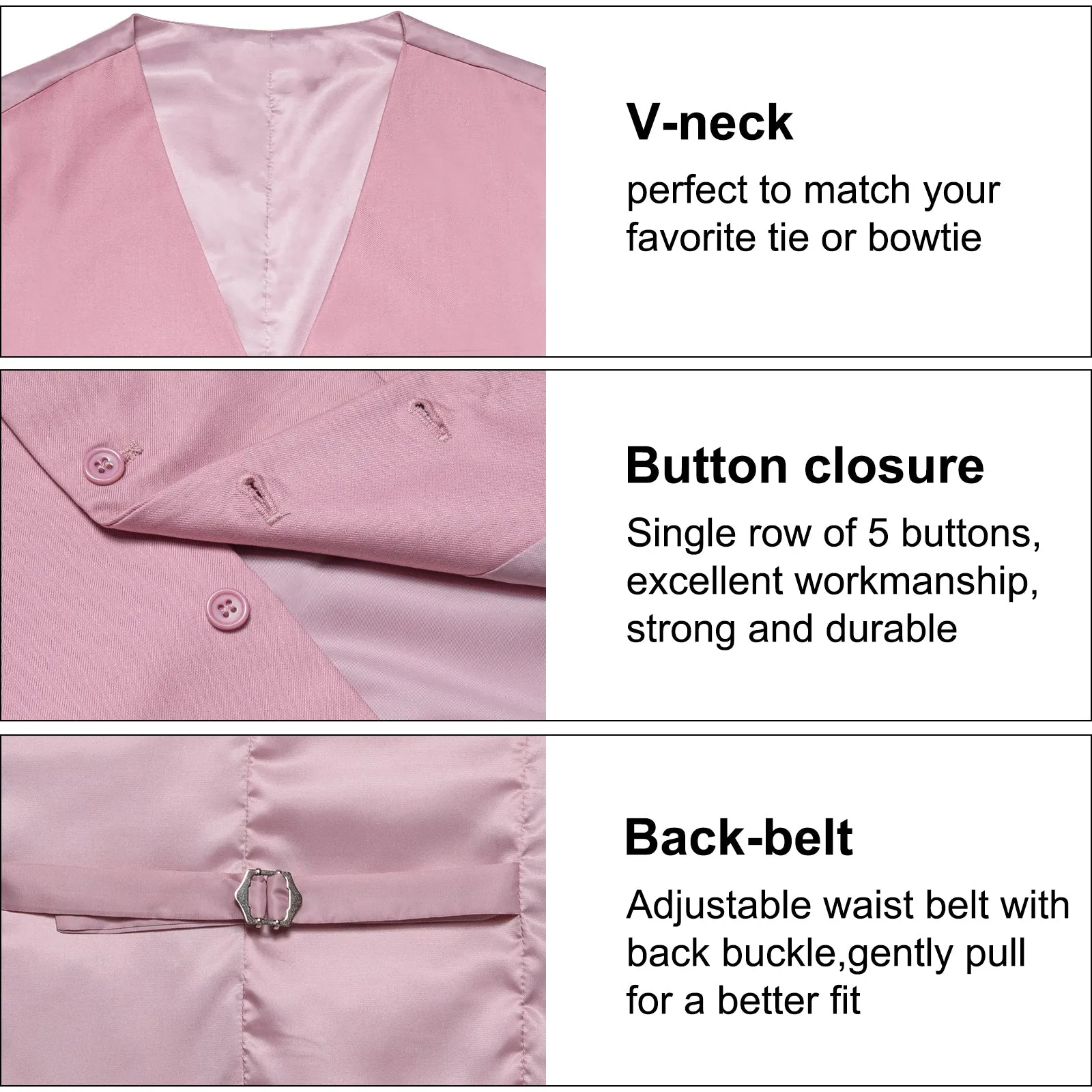 Pink Solid Silk Men's Classic Vest