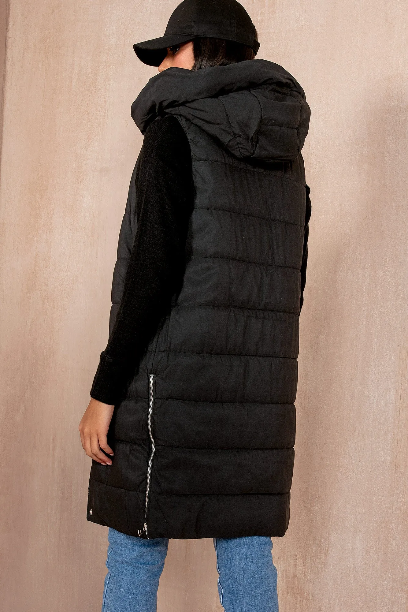 Pippa Black Oversized Longline Gilet