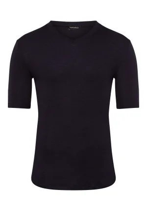 Silk/Cashmere V-Neck Fitted T-Shirt | Black 73152-019