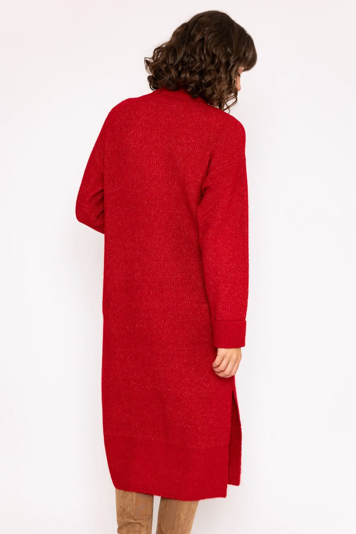 Slouchy Knit Midi Dress in Red