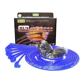 Taylor "409" Pro Race Universal Spark Plug Wire Set - 10.4mm Diameter - Blue - 90 Plug Boots - Spiro-Wound Conductor - 8 Cylinder Applications