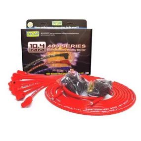 Taylor "409" Pro Race Universal Spark Plug Wire Set - 10.4mm Diameter - Red - 90 Plug Boots - Spiro-Wound Conductor - 8 Cylinder Applications