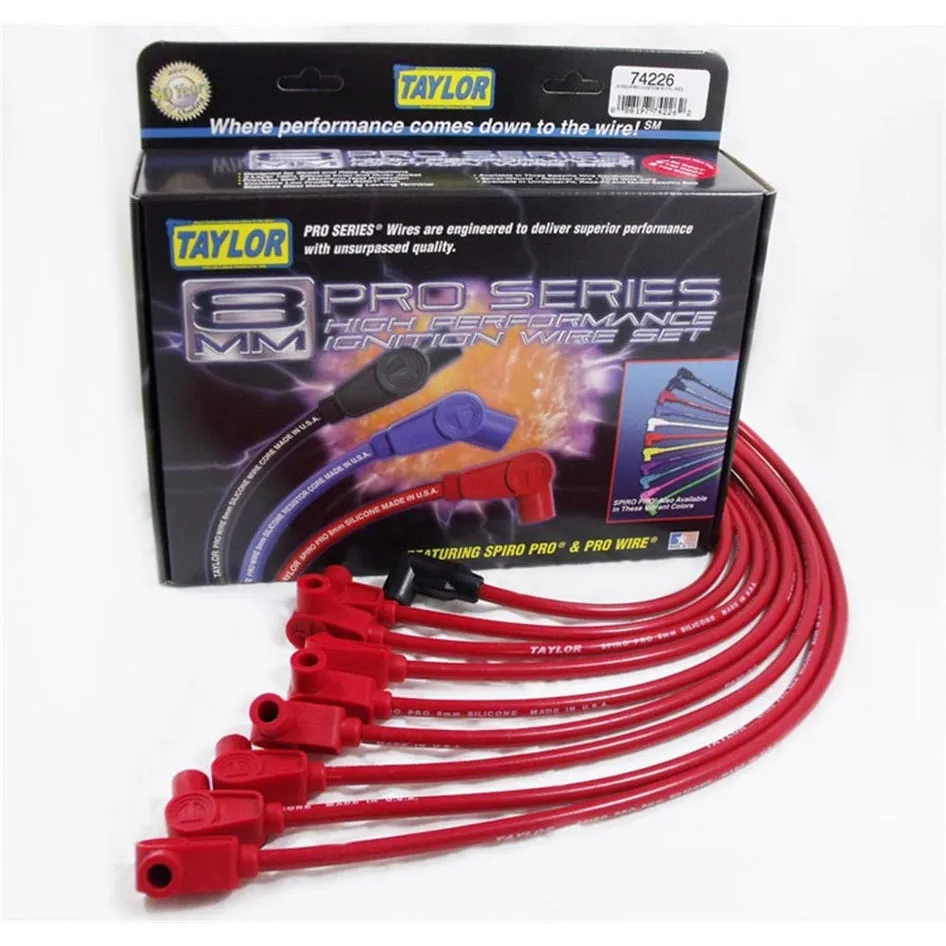 Taylor Spiro-Pro Spiral Core 8 mm Spark Plug Wire Set - Red - Factory Style Plugs / Terminals - GM LT-Series 1992-97