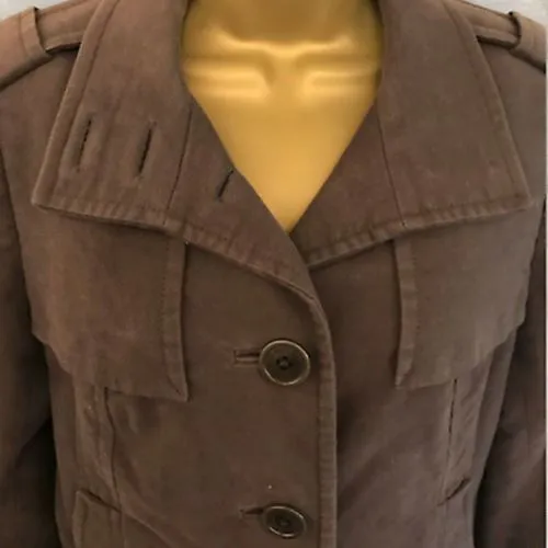 Ted Baker Brown Brushed Cotton Moleskin Belted Ladies Jacket Sz 2 UK 10 US 6 EU 38