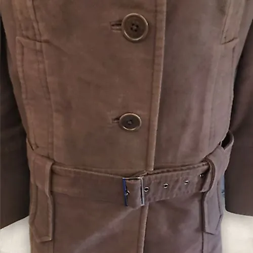 Ted Baker Brown Brushed Cotton Moleskin Belted Ladies Jacket Sz 2 UK 10 US 6 EU 38