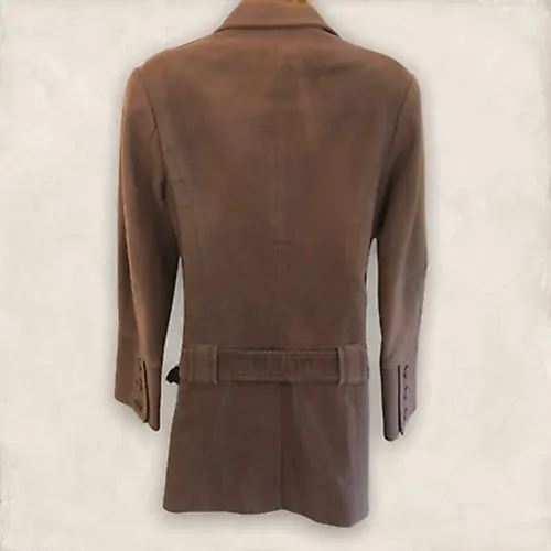 Ted Baker Brown Brushed Cotton Moleskin Belted Ladies Jacket Sz 2 UK 10 US 6 EU 38
